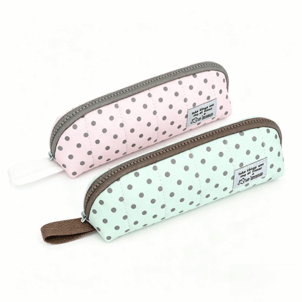 Aesthetic Large Pencil Case Pouch - กระเป๋าดินสอลายจุดสไตล์เกาหลี ดีไซน์สวยงาม จุของได้เยอะ พกพาสะดวก อุปกรณ์การเรียน