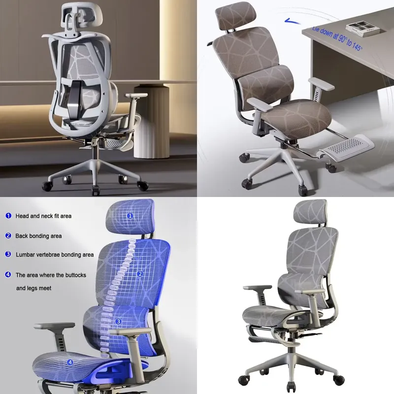 Office Furniture - เก้าอี้เกมมิ่งที่ออกแบบตามหลักสรีรศาสตร์ ปรับระดับได้ นั่งสบาย เหมาะสำหรับใช้ในสำนักงานหรือขณะอ่านหนังสือเป็นเวลานาน พร้อมที่รองรับส่วนหลัง