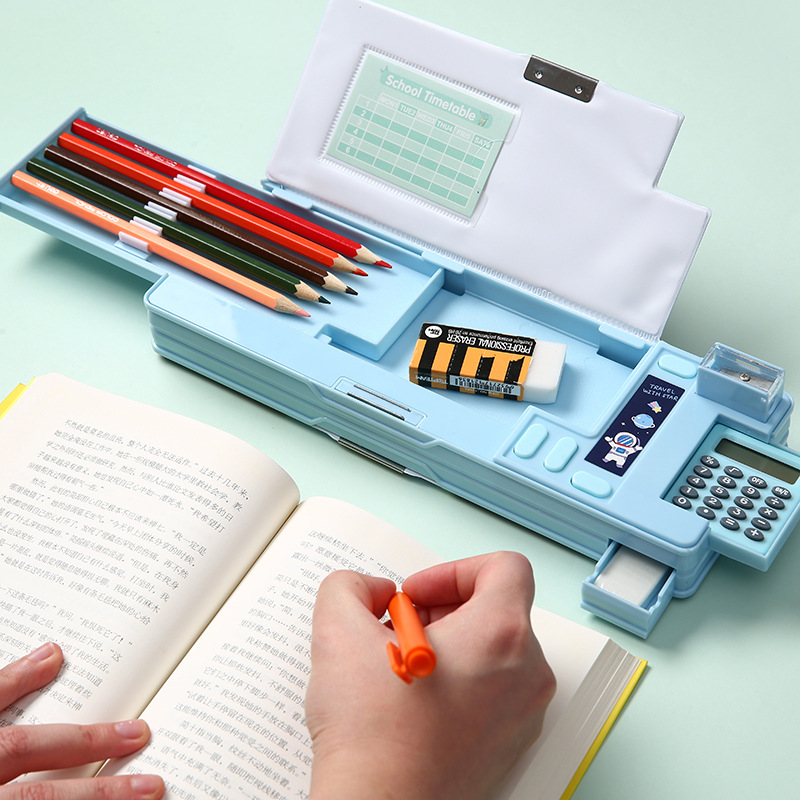 Scientific Calculator For Secondary School - กล่องเครื่องเขียนพลาสติกอเนกประสงค์ที่สร้างสรรค์พร้อมเครื่องคิดเลขกล่องดินสอสร้างสรรค์แม่เหล็กสองด้านสําหรับนักเรียนโรงเรียน