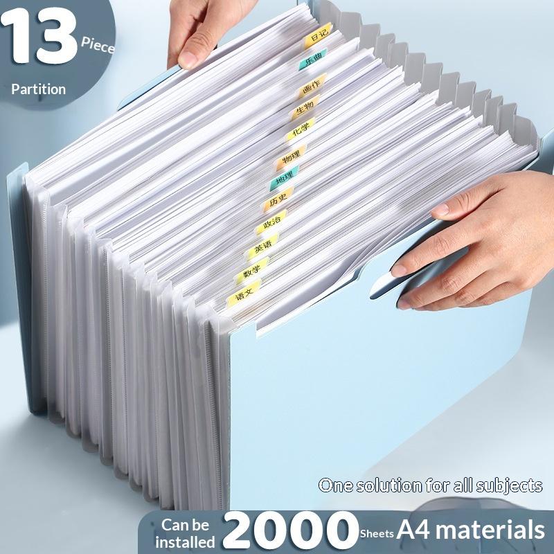Expandable Accordion File Folder 13 Pockets - แฟ้มเอกสารแบบขยายได้ 13 ช่อง พร้อมช่องใส่ป้ายชื่อ ขนาด A4