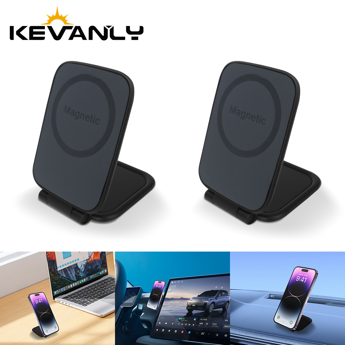Desk Accessories - ที่วางโทรศัพท์มือถือแม่เหล็กในรถยนต์แบบบางเฉียบอเนกประสงค์ ปรับได้ พับได้ ป้องกันการสั่นไหว อุปกรณ์เสริมขาตั้งโทรศัพท์สำหรับนำทางในรถยนต์