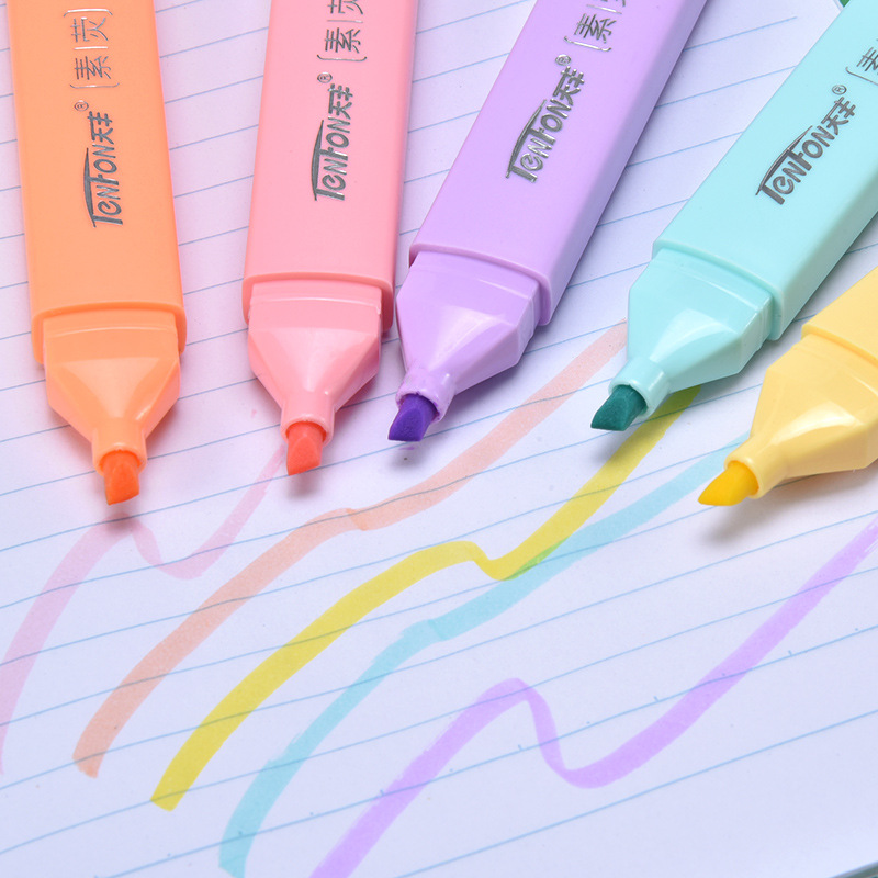 6 ชิ้น/เซ็ตรูปร่างแบน Pale สี  - Pastel Highlighter Set Double Ended บทวิจารณ์และราคา
