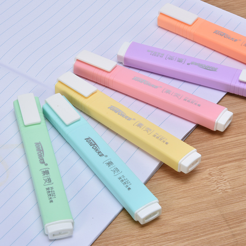 6 ชิ้น/เซ็ตรูปร่างแบน Pale สี  - Pastel Highlighter Set Double Ended บทวิจารณ์และราคา