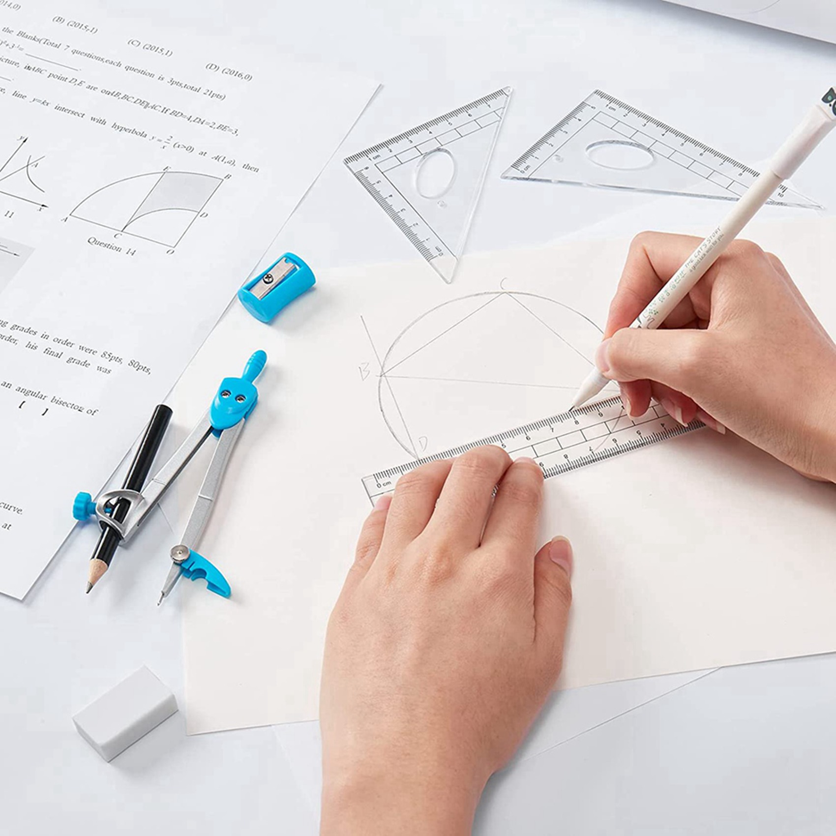 ชุดอุปกรณ์คณิตศาสตร์คุณภาพสูง  - Math Geometry Set With Compass บทวิจารณ์และราคา
